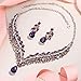 EVER FAITH Women's Austrian Crystal Decorative Leaf Teardrop Necklace Earrings Set Purple Silver-Tone