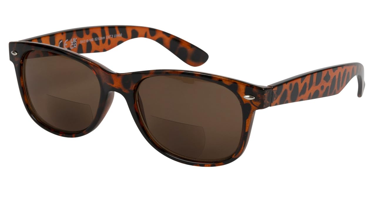 I-Sential Bifocal Reading Sunglasses Sun Readers Tinted Glasses Retro Tortoise Brown Frame Mens Womens Classic With Case +1.25