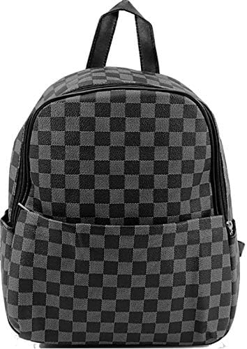 Unisex Compact Small To Medium Sized Designer Rucksack/Backpack/Day pack Travel Bag (Check - Black)