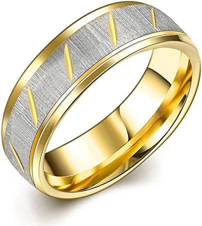 18K Gold Plated Titanium Steel Men's Fashion Finger Rings Jewelry,Forever Love Wedding Band(stainless-steel-and-gold, 9)