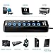 USB 3.0 Hub, Hhusali 7-Port SuperSpeed USB 3.0 Hub With 1 USB Charging Port and Power Supply Adapte