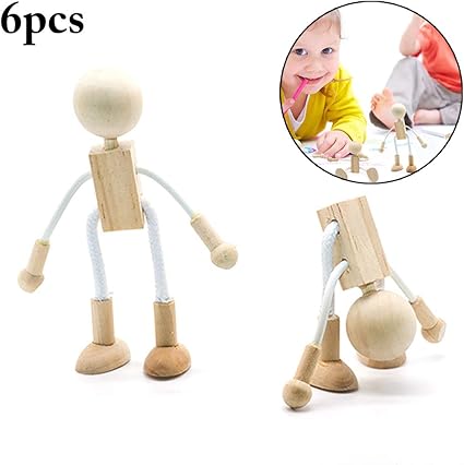 Joyibay 6pcs Kinder Holz Figuren Diy Malerei Flexible Craft Puppen Spielen Padagogisches Spielzeug Amazon De Sport Freizeit