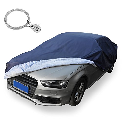 YITAMOTOR Universal Fit Car Cover All Weather Breathable Full Waterproof Antiscratch Heat Sun UV Snow Rain Dust Wind Resistant with Lock Outdoor Indoor (Fits up to 188 Inches, PEVA, Dark Blue)