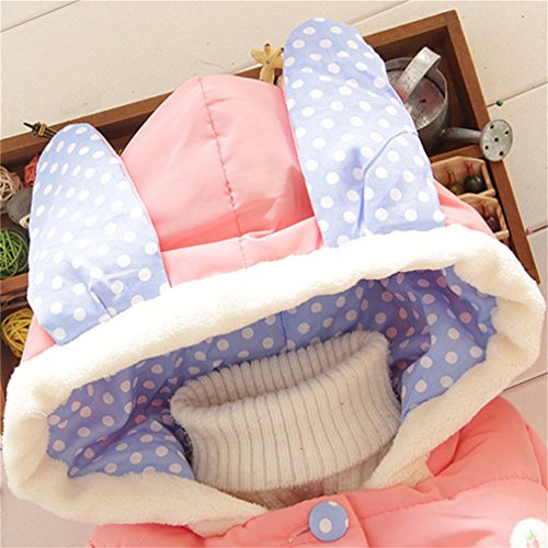 Baby Girls Winter Autumn Cotton Warm Rabbit Jacket Coat (3T, Pink)
