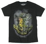 Harry Potter Deathly Hollows Distressed Hogwarts Crest Adult T-shirt