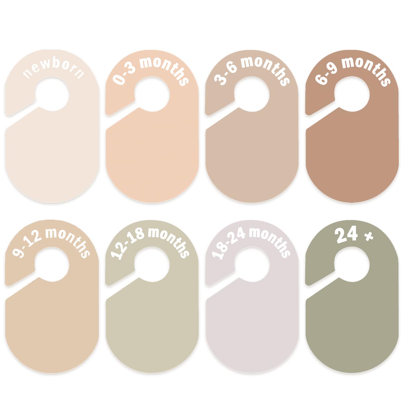 Photo 1 of eoscasely Baby Closet Divider, Baby Wardrobe Organizer, Double-Sided Design, Nursery Decor Clothes Hanger Dividers for Sorting 8 Sizes from Newborn to 12+ Months (Earth stone)