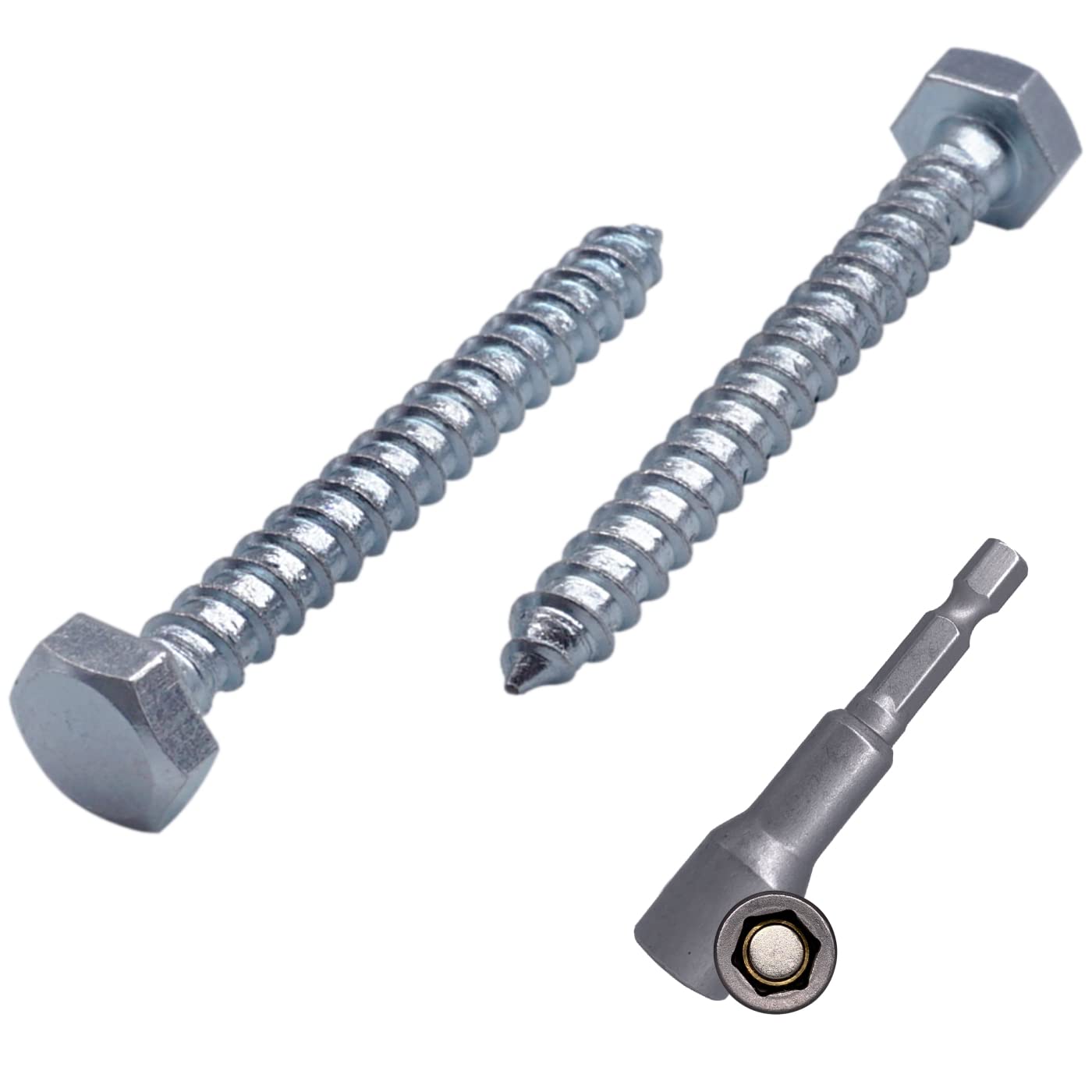 (Pack of 6 pcs) DIN 571 Zinc Plated Steel Hexagon Wood Screws M8 x 50 mm, Coach Screws, Hex Screw, Lag Bolts, Hex Head (6, M8 x 50 mm)