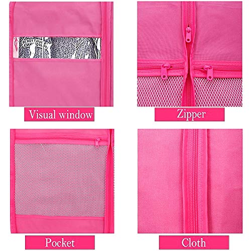 Kernorv Pink Garment Bags for Dance Costumes Waterproof and Breathble 40" Dance Garment Bags with Zipper Pockets for Dance Costumes, Dress, Suit, Travel (Set of 2) - Thumbnail 2