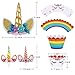 Unicorn Cake Topper with Eyelashes and Unicorn Cupcake Toppers & Wrappers Set - Unicorn Party Decorations Kit for Birthday Party, Baby Shower and Wedding