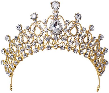 Guolipin Women Tiara Crystals Crown For Bridal Princess Girls At Wedding Birthday Pageant (Silver) (Color : Gold, Size : Free size)