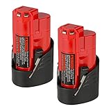 ANTRobut Upgraded 12V 2500mAh M12 48-11-2410 Lithium Replacement Battery for Milwaukee M12 Milwaukee 48-11-2420 48-11-2411 48-11-2401 48-11-2402 Milwaukee Tools Milwaukee 12V Battery (2 Pack)
