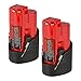 ANTRobut 2 Pack M12 48-11-2410 12V 2.0Ah Lithium Replacement Battery for Milwaukee M12 Milwaukee 48-11-2410 48-11-2411 48-11-2401 48-11-2402 Cordless Milwaukee Tools REDLITHIUM Milwaukee 12V Battery