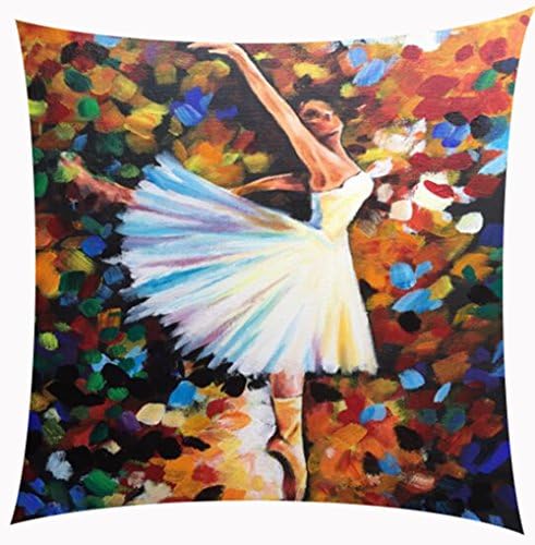 Oil Painting The Ballet Dancer Dance Studio Club Cotton Linen Throw Pillow Case Cushion Cover Home Sofa balcony Decorative 18'' X 18 ''