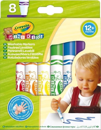 Mini Kids - Set de 8 Rotuladores Lavables, Segura Punta Redondeada, Ideal para la Primera Infancia - Edad Recomendada: 12 Meses, 8324