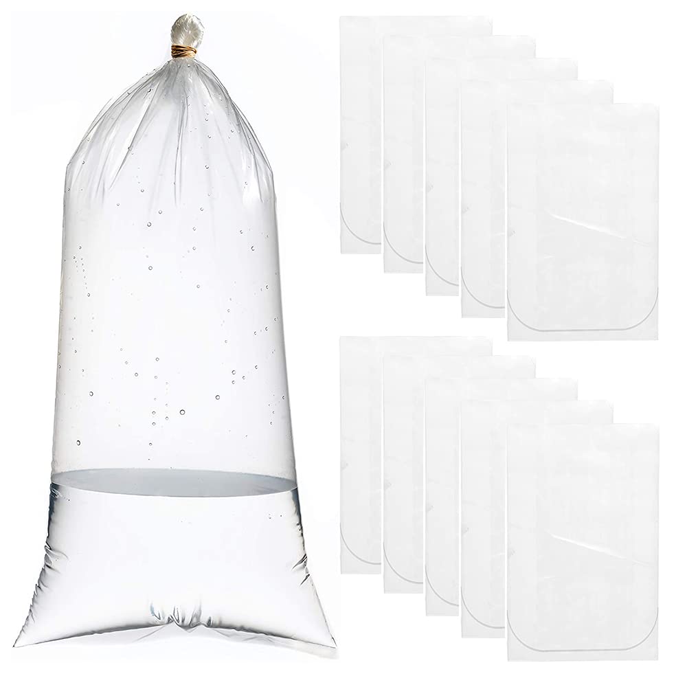 Elgbiaoxi 20 Pcs Fish Transport Bags - Leak Proof Clear Plastic Bags Size 20.4x9.8 Inches for Tropical & Marine Fish