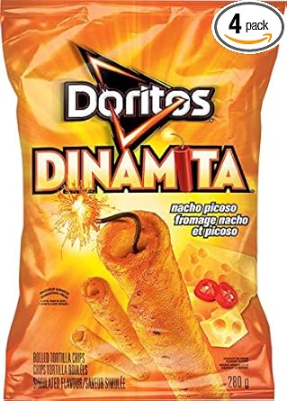 Amazon Com Doritos Dinamita Nacho Picoso Rolled Tortilla Chips 9 75oz Bag Pack Of 4