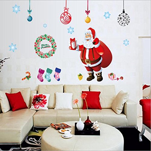 LAPOND Christmas Wall Decals Window Stickers Santa Claus Removable Christmas Tree DIY Wall Window Door Mural Shop Decal Sticker for Holiday and Party(2 PCS) - Thumbnail 4
