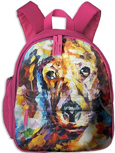 Watercolor Lazy Dog Kids Printed Backpack Shoulder School Bookbag With Front Pockets