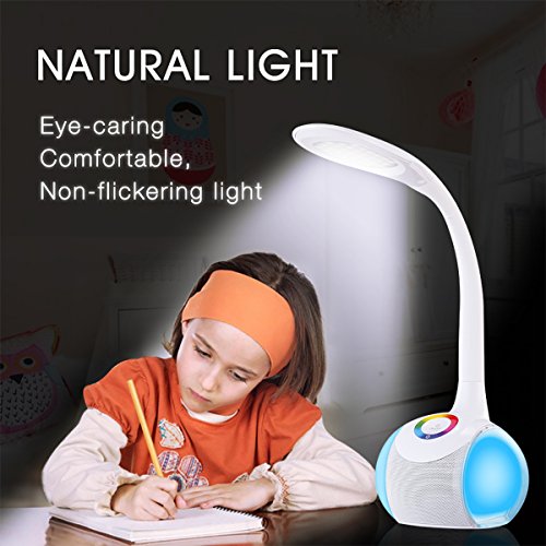 Night Light Bluetooth Speakers,WamGra Wireless Speaker Table Lamp with USB Charging Port,Touch Sensor Bedside Lamp ,Dimmable Eye Caring LED Desk Lamp,256 Color Changing Night lights for Bedroom