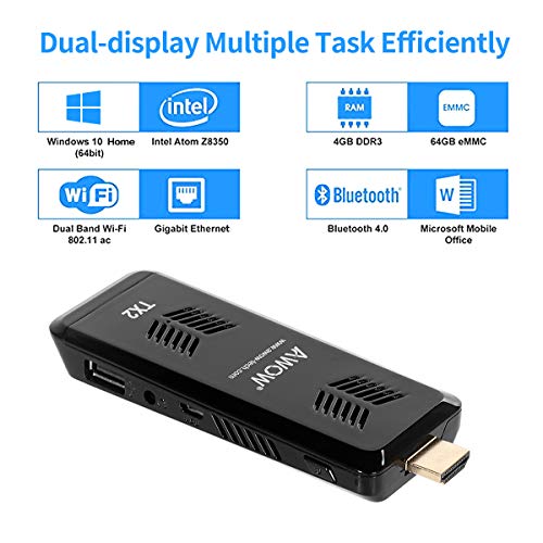 PC Stick Intel Atom Z8350 Computer Stick Windows 10 4GB DDR 64GB eMMC, HD 4K, Dual Band WiFi, Bluetooth 4.2