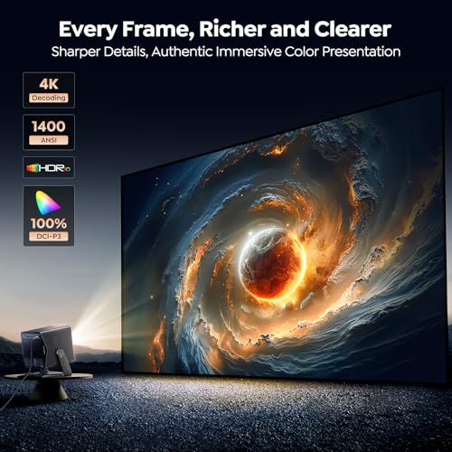 Projector 4K with VIDAA OS【Netflix Included & Live Channels】36W 3D Dolby Audio, 1400 ANSI FHD 1080P, HDR 10 TOPTRO Smart Home Cinema Projector, AI Auto Image, WiFi 6, Bluetooth Projectors for Bedroom