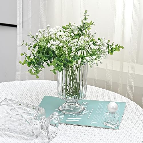 Clear Glass Vase, ViViTOP Embossed Crystal Glass Base Vases, 7\