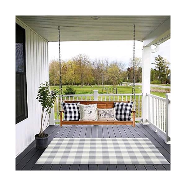 Ailsan Buffalo Plaid Checkered Rug Outdoor Layered Doormat 3' x 5