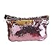 OULII Sports Bag Casual Bag Waist Pack Waist Bag Double Color Sequins Valentine's Day gift for women girls (Gold + Pink)