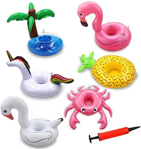 6 Pack Big Inflatable Drink Holder, Drink Pool Floats Cup Holder Floats Inflatable Floating Coasters for Pool Party,Kids Bath Toys (Multicolor)