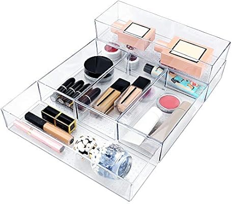 Mebbay Clear Plastic Drawer Organizers Stackable Acrylic Makeup