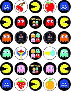 24 Fabulous Edible Pre Cut Wafer Cake Toppers Pac Man Amazon Com