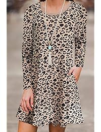 Zesica: Vestido suelto estilo playera de verano con bolsillos, sin mangas, con estampado, para dama