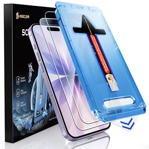 MAGIC JOHN Pack of 2 for iPhone 17 for Protective Glass (6.3 Inch), Auto Dust Elimination, 9H, HD Clear, Bubble-Free, Easy Installation