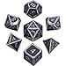 HESTYA 7 Pieces Metal Dices Set DND Game Polyhedral Solid Metal D&D Dice Set with Storage Bag and Zinc Alloy with Enamel for Role Playing Game Dungeons and Dragons, Math Teaching (Ancient )