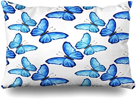 DIYCow Throw Pillows Covers Baby Watercolor Summer White Blue Butterflies Wildlife Color Cushion Case Pillowcase Home Sofa Couch King Size 20 x 36 Inches Pillowslips