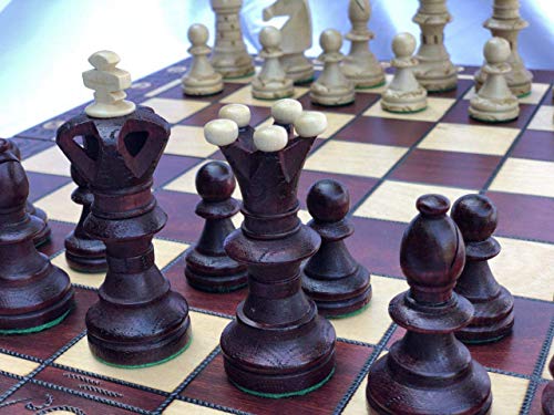 Zebra Elegant European Hand-Crafted Chess Set Extra-Large 20.5” X 20.5” (Mahogany) - Thumbnail 6