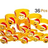 OHill 36Pcs Christmas Bracelets Emoji Wristbands for Xmas Party Favors Supplies, Party Goodie Bags