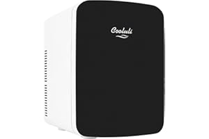 Cooluli 15L Mini Fridge for Bedroom - Car, Office Desk & College Dorm Room - 12v Portable Cooler & Warmer for Food, Drinks, Skincare, Beauty & Makeup - AC/DC Small Refrigerator with Glass Front, Black