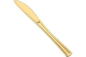 N9R 72 Pack Gold plastic Knives, Solid, Durable and Heavy Duty Plastic Knives, Perfect Utensils for Parties, Weddings and other Formal Events
