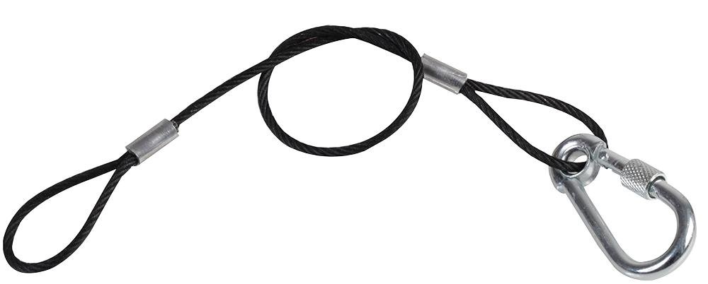 PULSE Safety Bond, Black Wire, 3mm x 350mm, Screw-Gate Carabiner Hook, 25kg WLL – PLS00468A