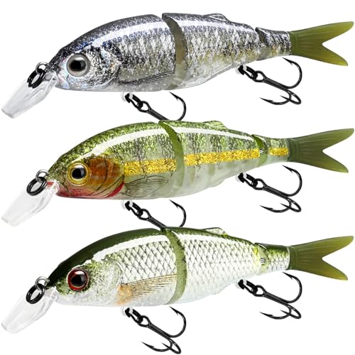 TRUSCEND Angelköder für Süß- und Salzwasser, Lebendiger Schwimmköder für Bass Forelle Crappie, Langsam Sinkender Bass Angelköder, Erstaunliche Angelge