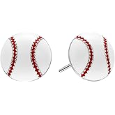 Sterling Silver Sports Earrings, Hypoallergenic Volleyball Earrings, Soccer, Basketball Baseball Softball Stud Jewelry for Women Mom as Game Day Gifts Sports Fan Teen Stuff Accessories