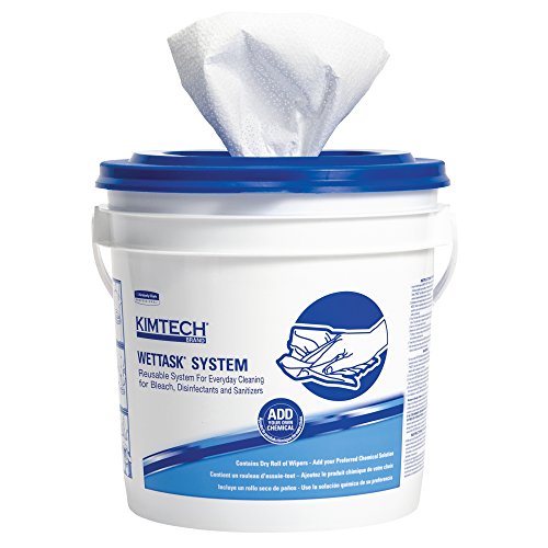 Kimtech WetTask System Prep Wipers for Bleach, Disinfectants and Sanitizers (06411), Hygienic Enclosed System, 6 Rolls/Case, 90 Sheets/Roll, Free Bucket