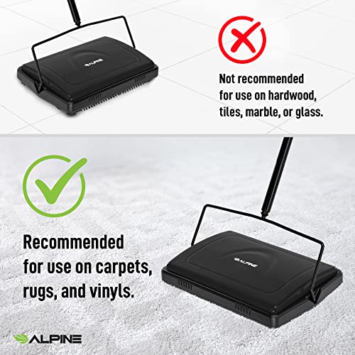 Alpine Manual Carpet Sweeper Triple Brush Cordless Non Electric Multi