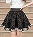 Sweetylove Women's Stretch High Waist Pleated Lace Tulle Tutu Casual Skirt Black (L, Skirt Length =39cm)