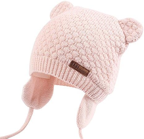 Soft Warm Knit Todder Cute Bear Baby Beanie Hat with Ear Flap
