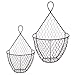 MyGift Country Rustic Brown Metal Hanging Fruit Basket, Wall Mounted Chicken Wire Vegetables and Produce Bin, Kitchen Storage Baskets, Set of 2