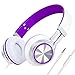 Sound Intone HD200 Stereo Lightweight Folding Headsets with Microphone,Girls Headphones,Computer Headphone,Stretchable Headband,Remote Control Button,,Bass Headset,with Soft Earpad Earphones for Iphone,All Android Smartphones,Pc,Laptop,Mp3/mp4,Tablet Earpieces Wired Music Earphone(White/Purple)