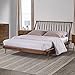 Walker Edison Mid Century Modern Solid Wood Spindle Platform Bed Headboard Footboard Bed Frame Bedroom, Queen, Caramel