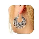 Cyntan Gypsy Hoop Dangle Earrings Boho Ethnic Jewelry Antique Retro Tribal Earrings Swirl Indian Boho Earrings Body Jewelry For Women Girls